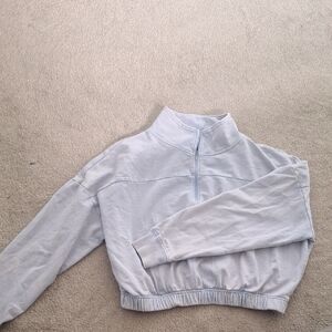 Purple Cropped Quarter-Zip Sweatshirt